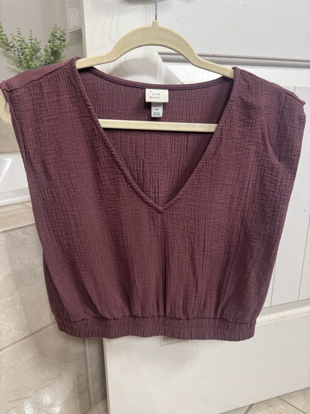 A New Day Womens Modern Gauze V-Neck  Tank - Brown